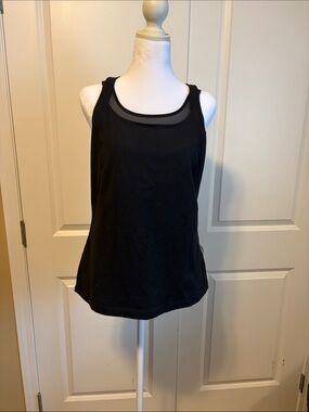 lululemon athletica Black Tank with Sheer Mesh Neckline built in bra